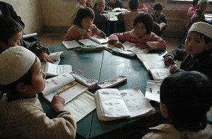 Children in the class working with books
